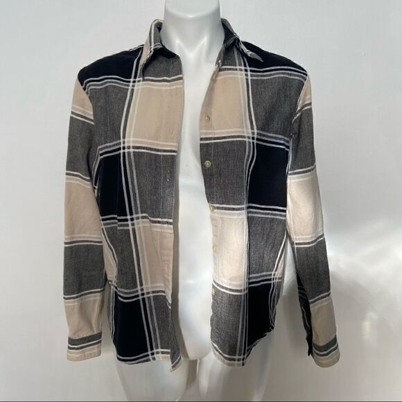 Neutral Plaid button down  - Picture 1 of 9